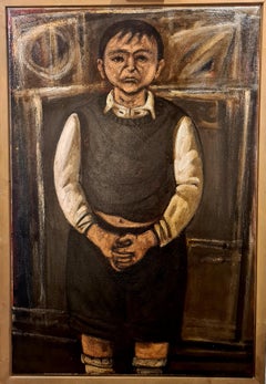 „Him“, ein großes Ölgemälde der Glasgower Schule, Porträt auf Leinwand