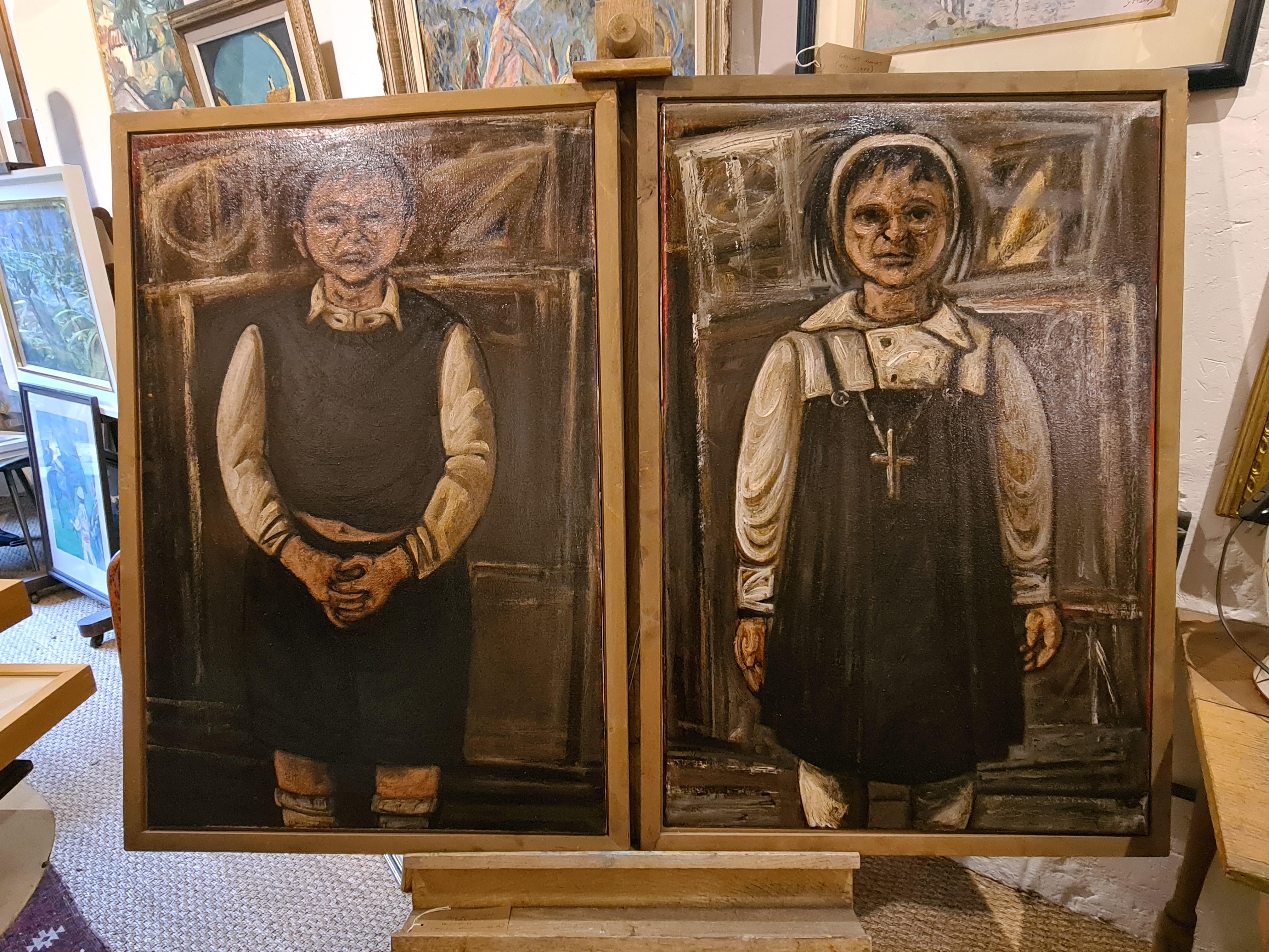 'Him' and 'Her', A Pair of Large Glasgow School Portrait Paintings on Canvas For Sale 14
