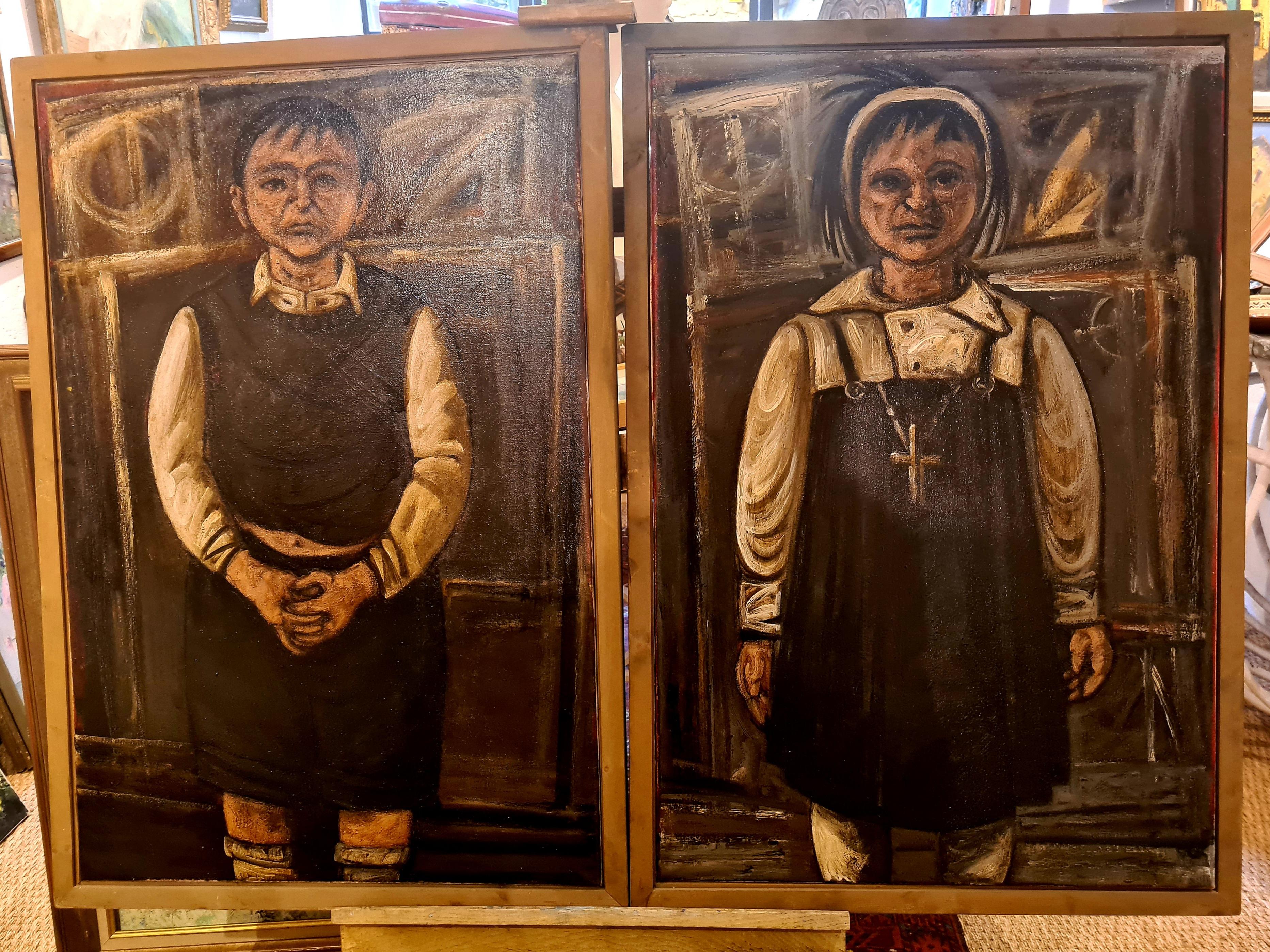 'Him' and 'Her', A Pair of Large Glasgow School Portrait Paintings on Canvas For Sale 2