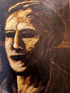 Großes expressionistisches Porträt, Nachfahre von Max Beckmann, Glasgower Schule. Öl.