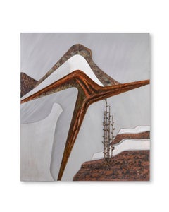 Stuart Mathews Abstract Mid-Century Modern Mountain Landscape Wall Sculpture