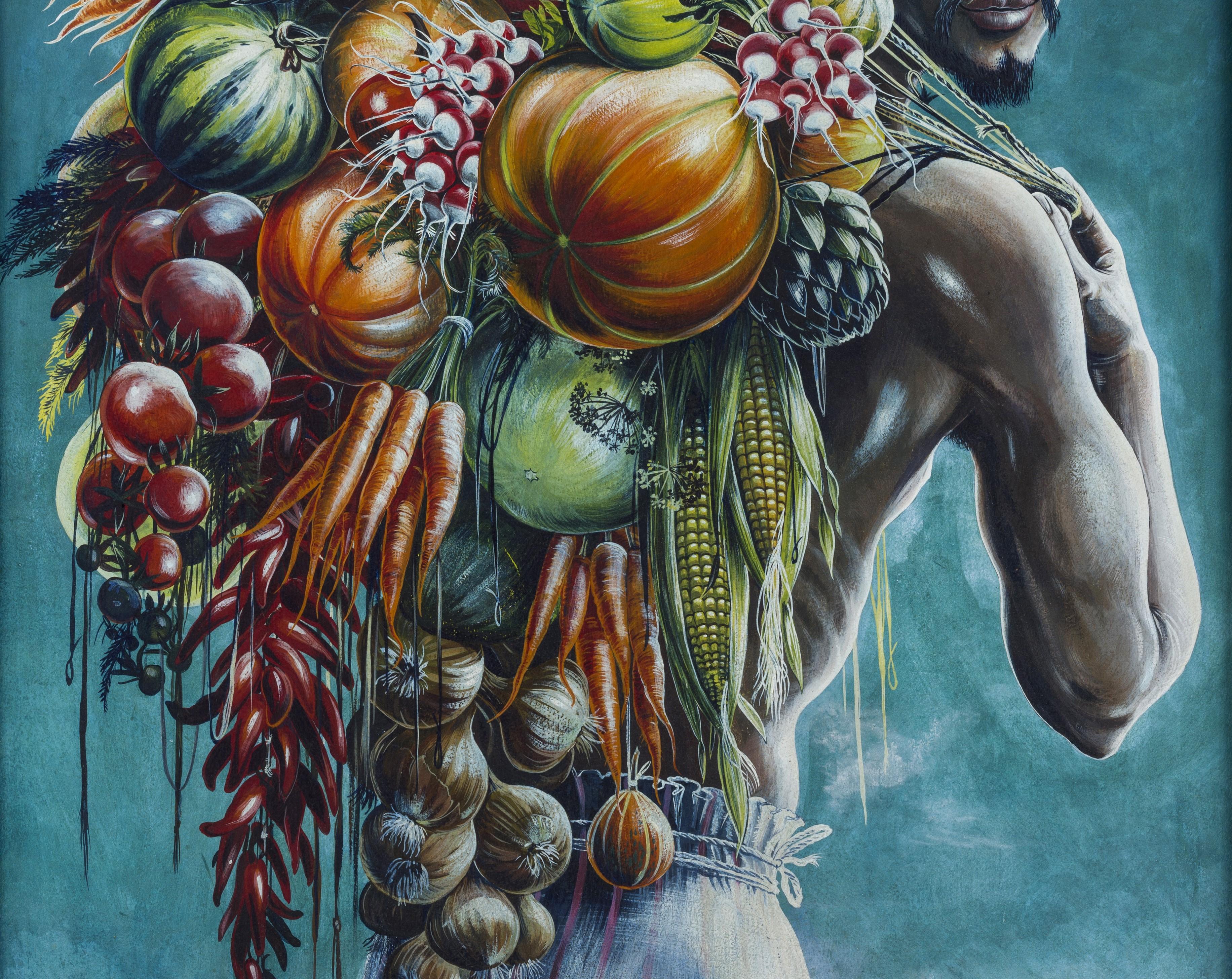 Le vendeur de légumes, Mauritius - Bleu Nude Painting par Stuart Maxwell Armfield