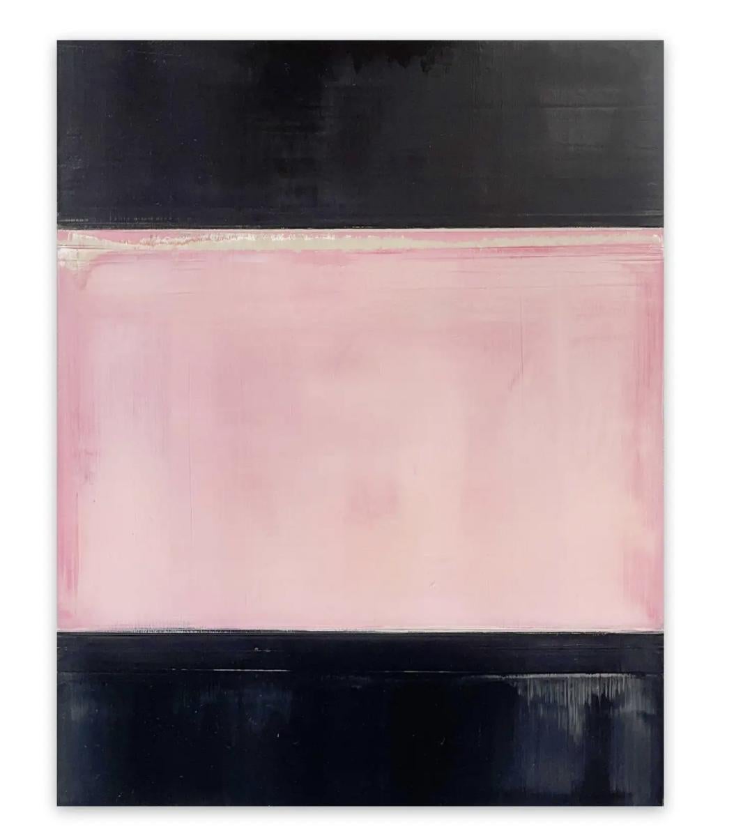 Stuart Möller Abstract Painting - Composition With Pink and Black  - acrylic on wood