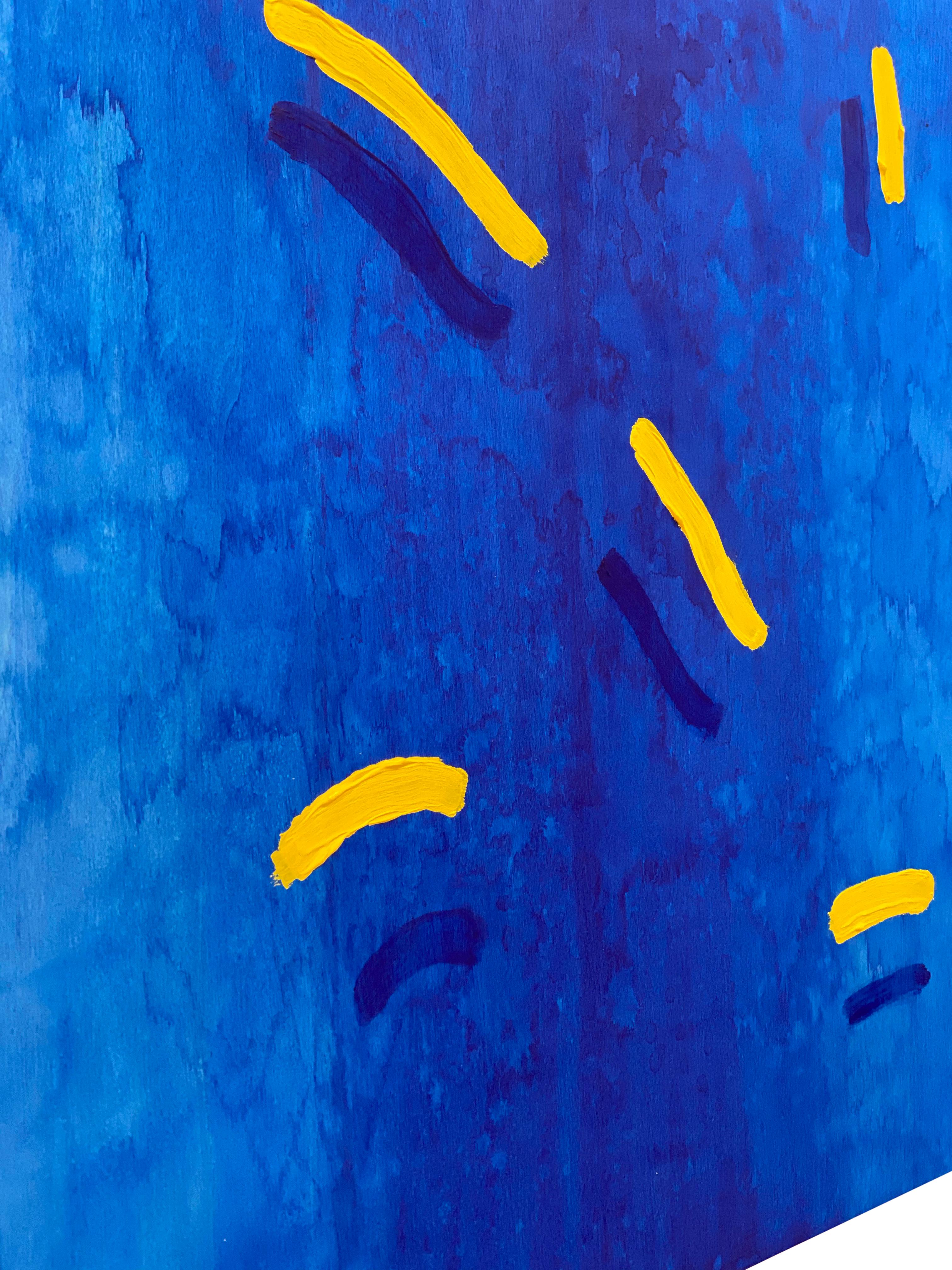 Untitled V    - original artwork acrylic on wood - Blue Abstract Painting by Stuart Möller