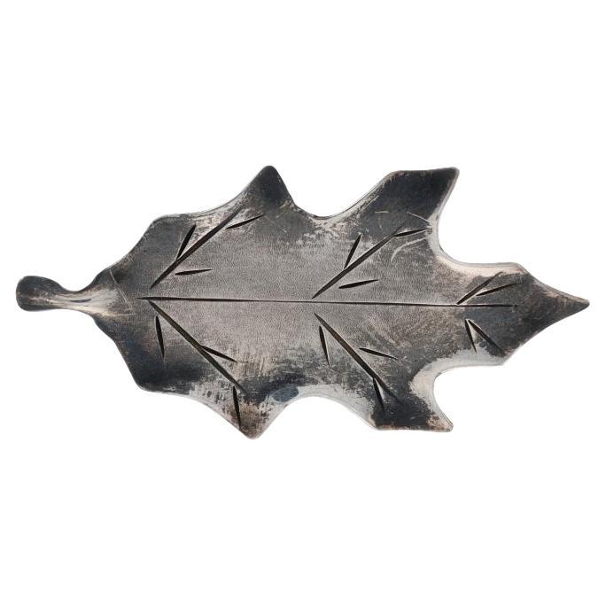 Stuart Nye Oak Leaf Brooch - Sterling Silver 925 Nature Pin For Sale