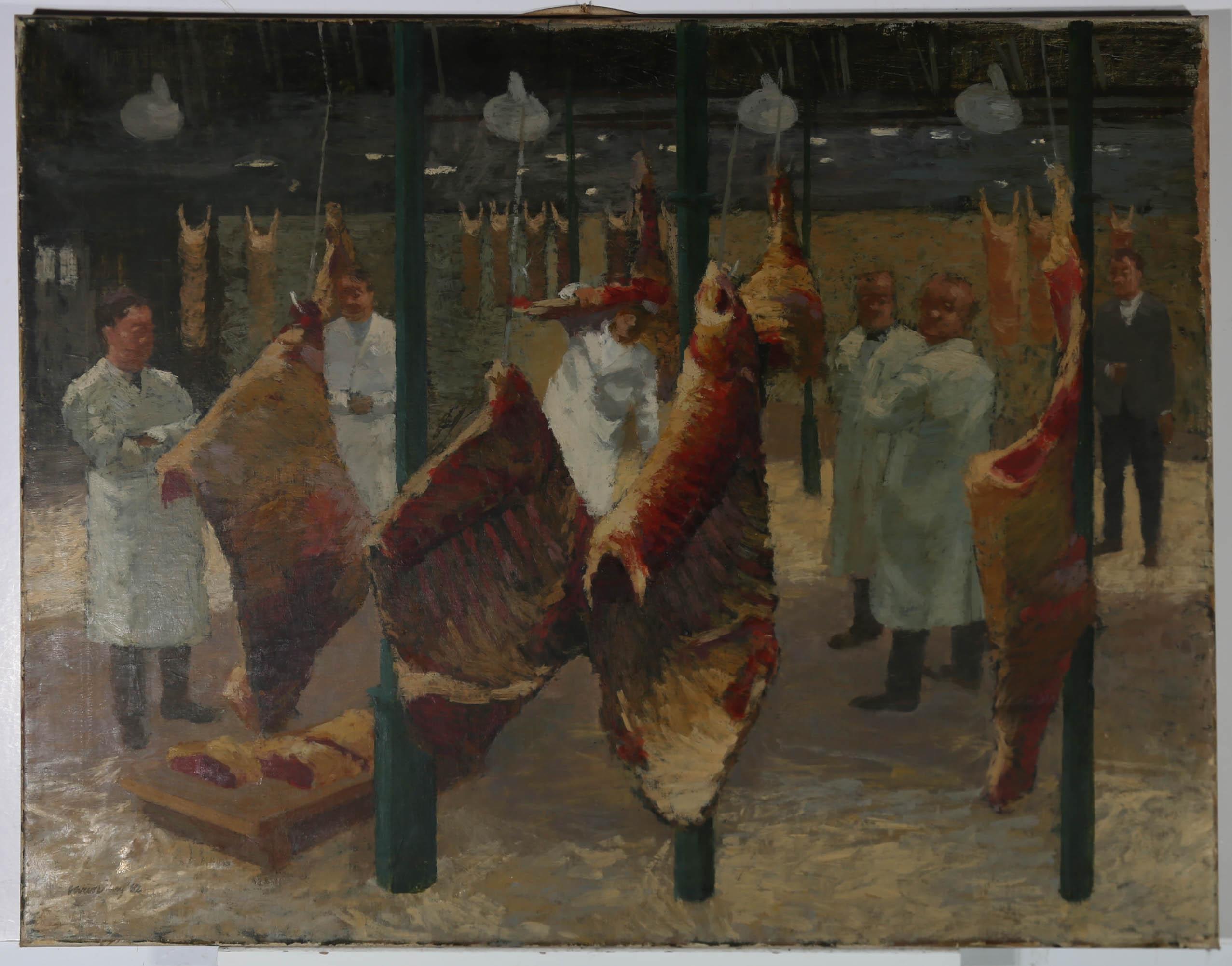 Stuart Ray (1916-1985) - 1962 Olio, Mercato della carne Smithfield 1