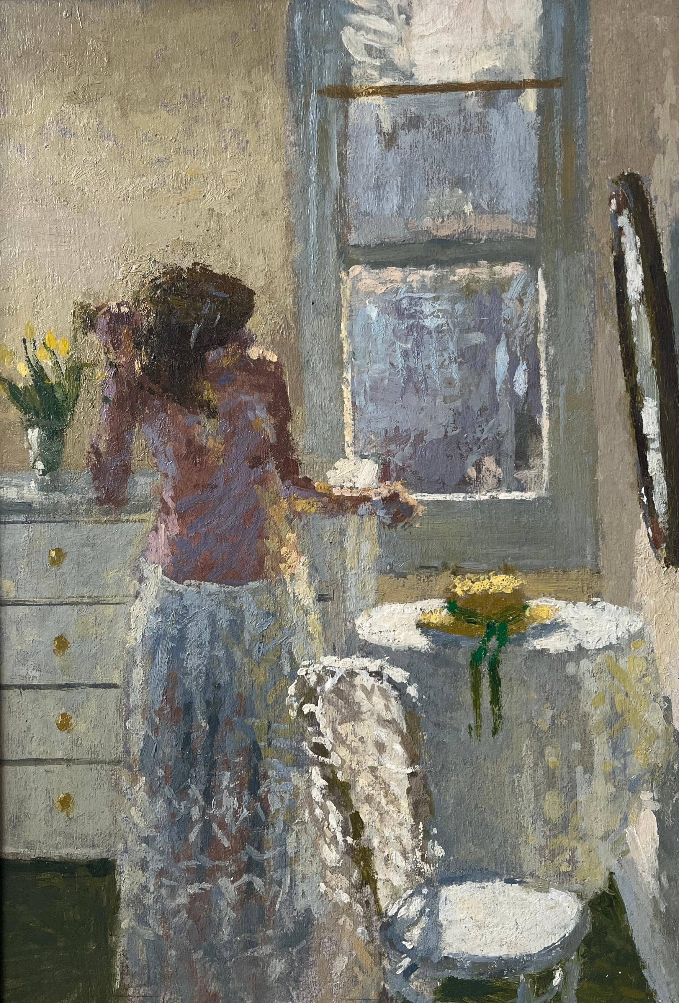 Stuart Ray, huile impressionniste britannique représentant un nu dans un intérieur 2