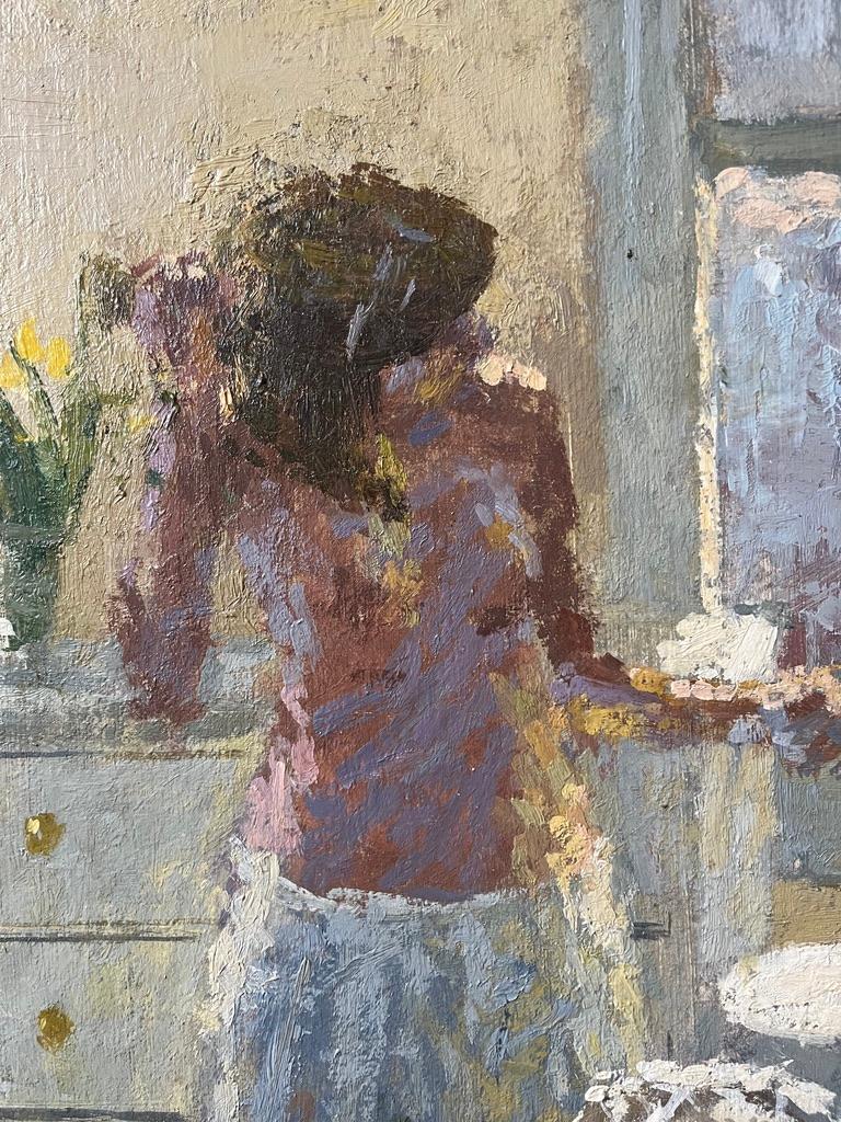 Stuart Ray, huile impressionniste britannique représentant un nu dans un intérieur 4