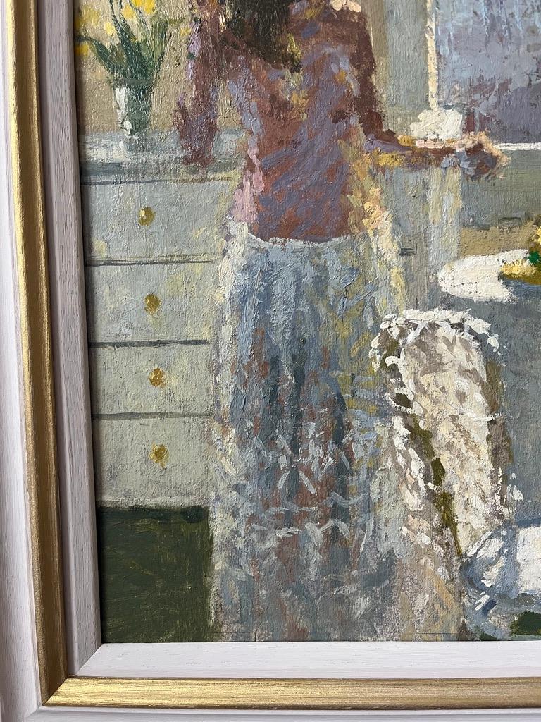 Stuart Ray, huile impressionniste britannique représentant un nu dans un intérieur 5