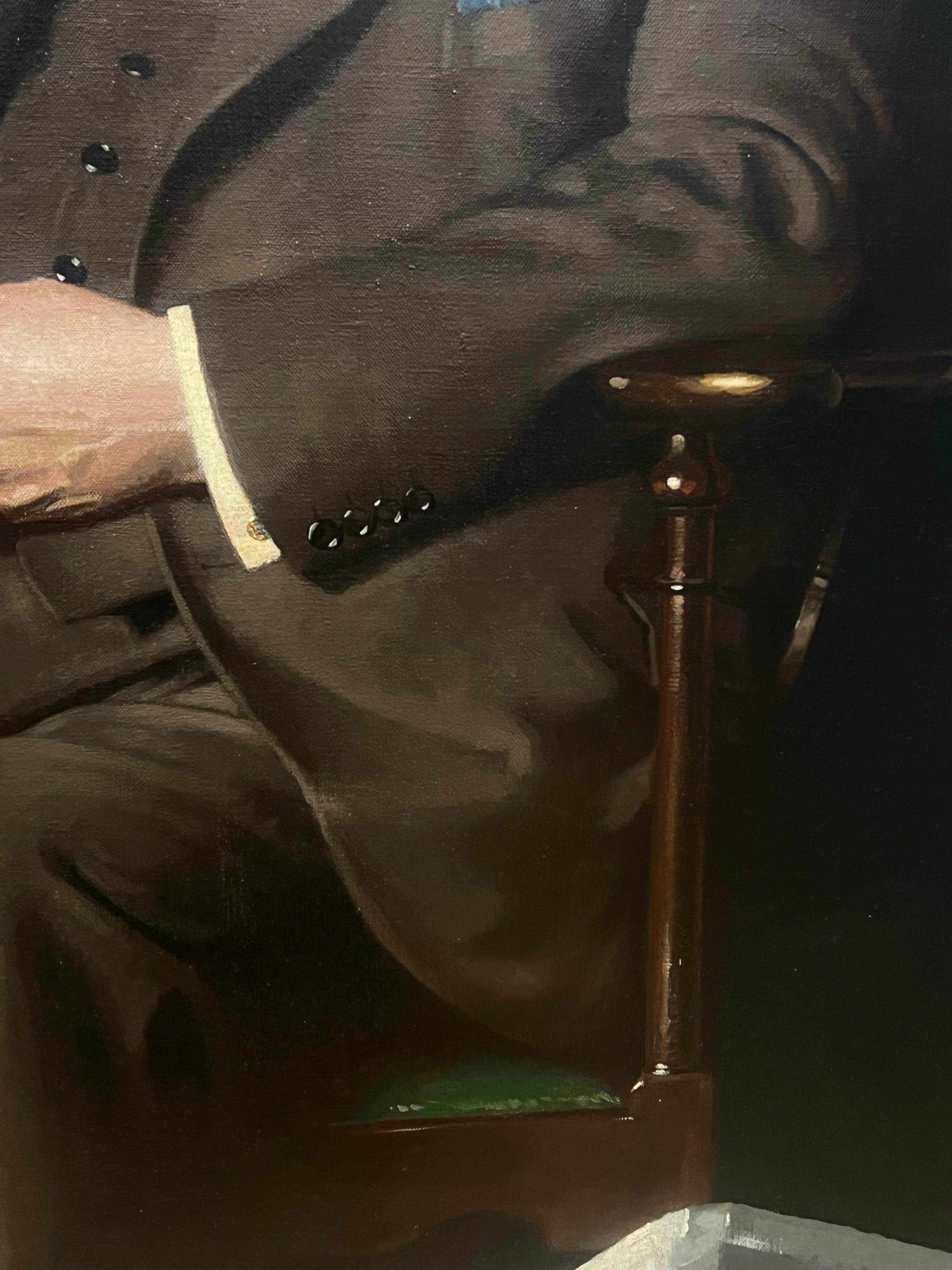 Grand portrait britannique du milieu du 20e siècle représentant un banquier, signé en vente 5