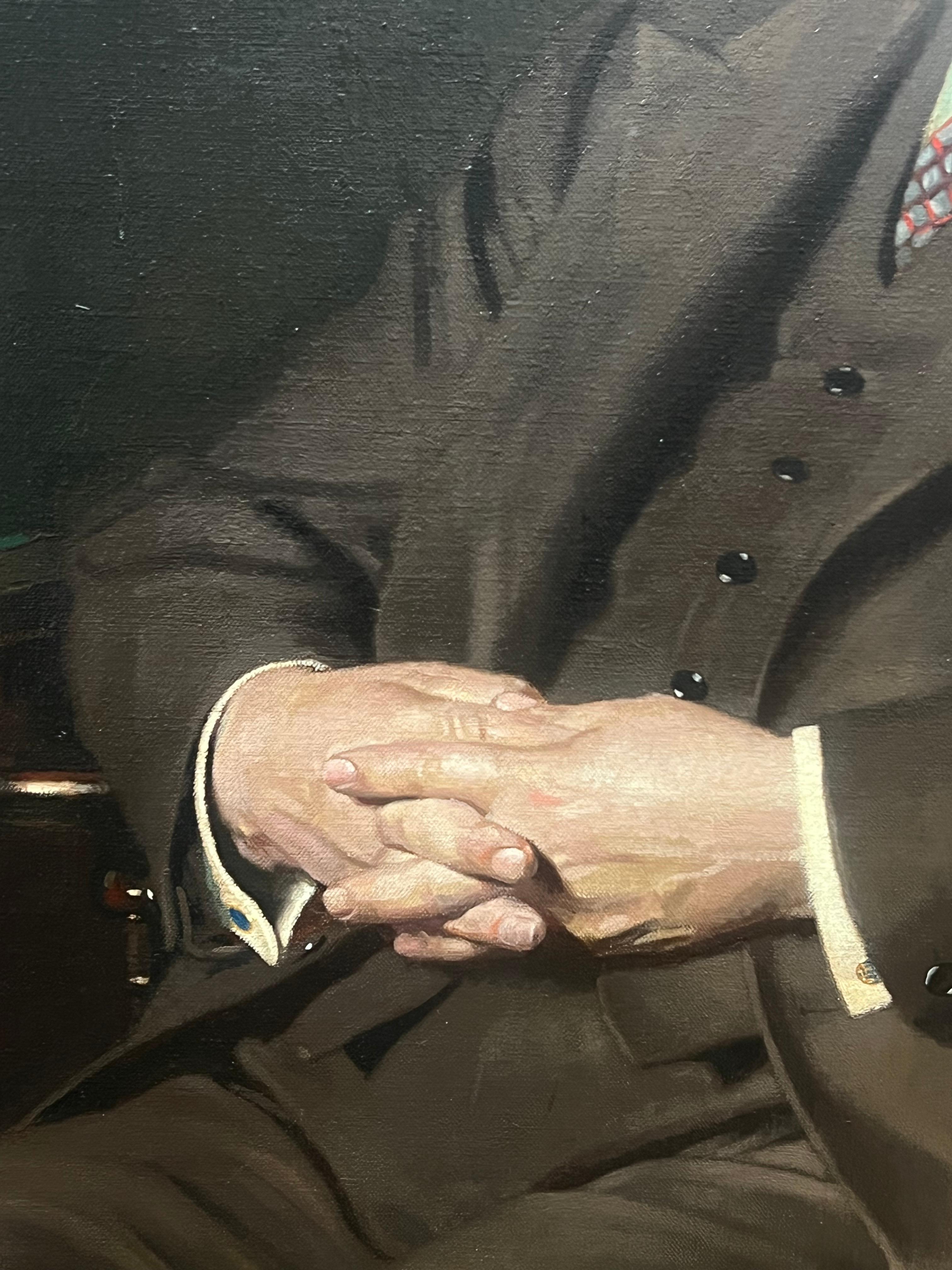 Le directeur de banque
par Stuart Scott Somerville (1908-1983)
huile sur toile signée, encadrée
Encadré : 56 x 47 pouces
Toile : 50 x 40 pouces
Provenance : collection privée, Royaume-Uni.
Condit : très bon état

Stuart Scott Somerville (1908-1983)