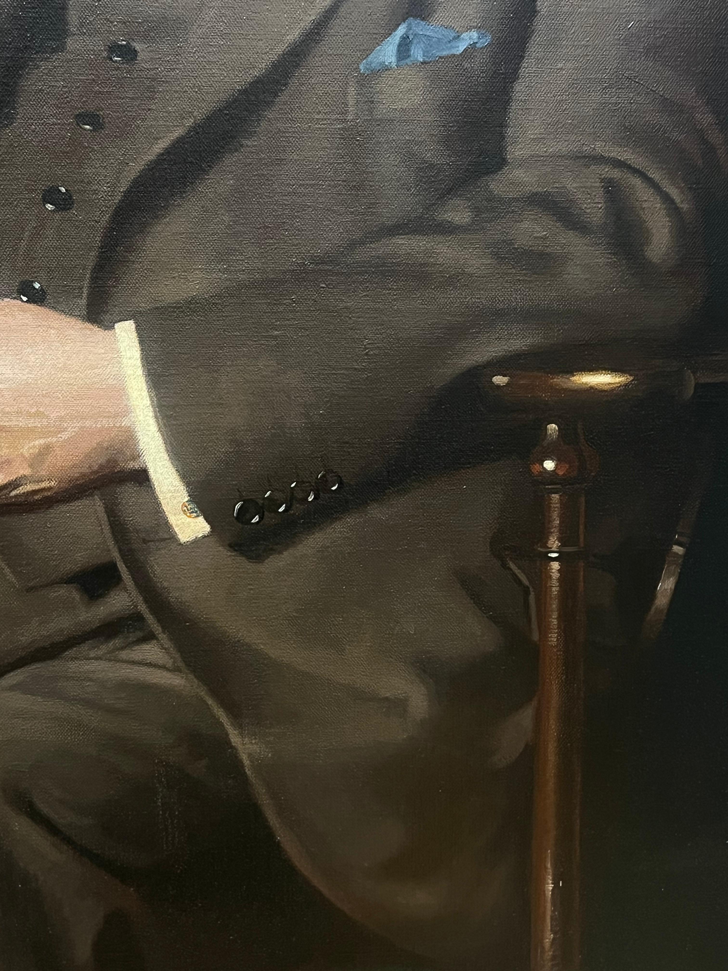 Grand portrait britannique du milieu du 20e siècle représentant un banquier, signé en vente 1