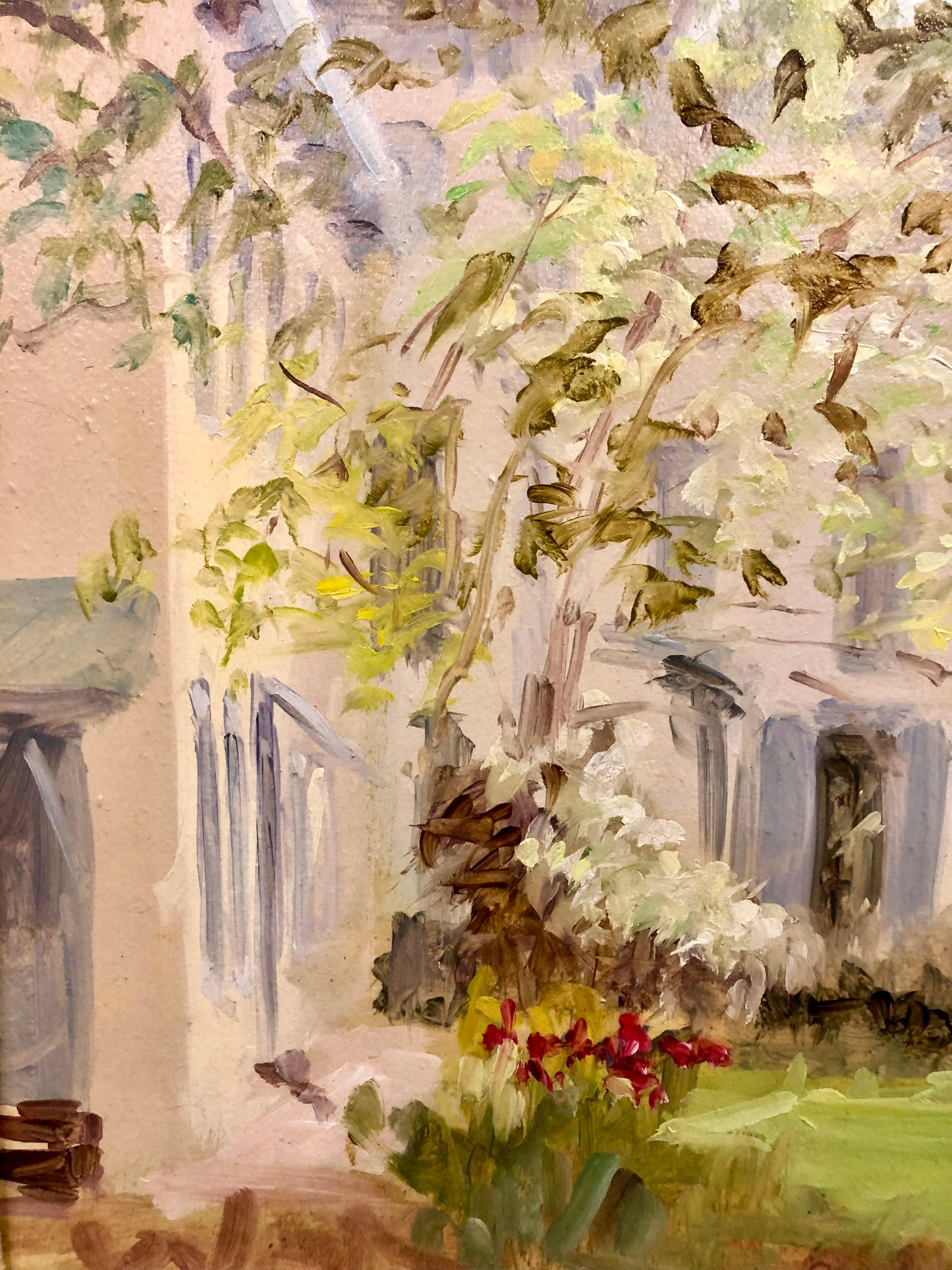 Sin título - Pintura impresionista de paisaje al aire libre - Still-Life Painting Beige de Stuart Shils