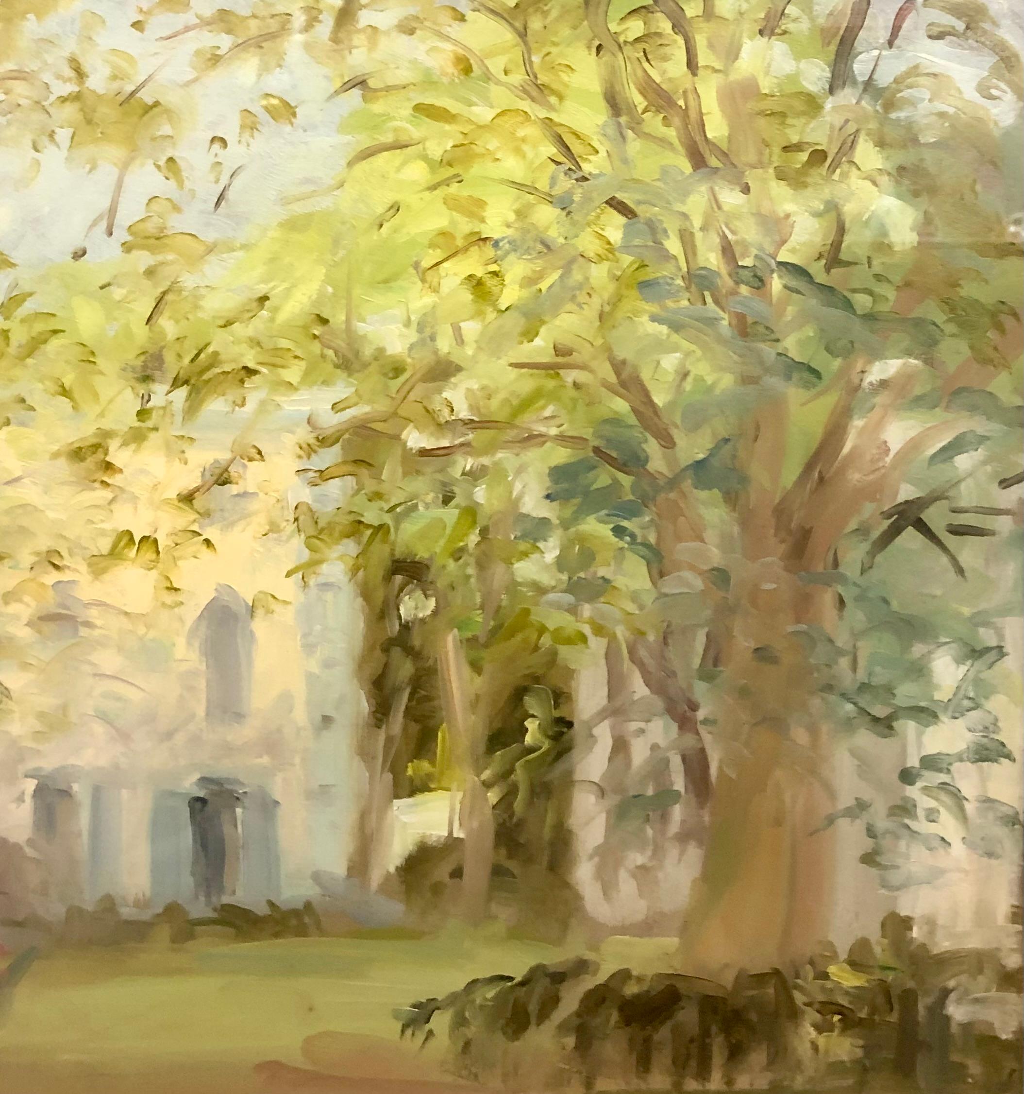 Sin título - Pintura impresionista de paisaje al aire libre - Landscape Painting Beige de Stuart Shils