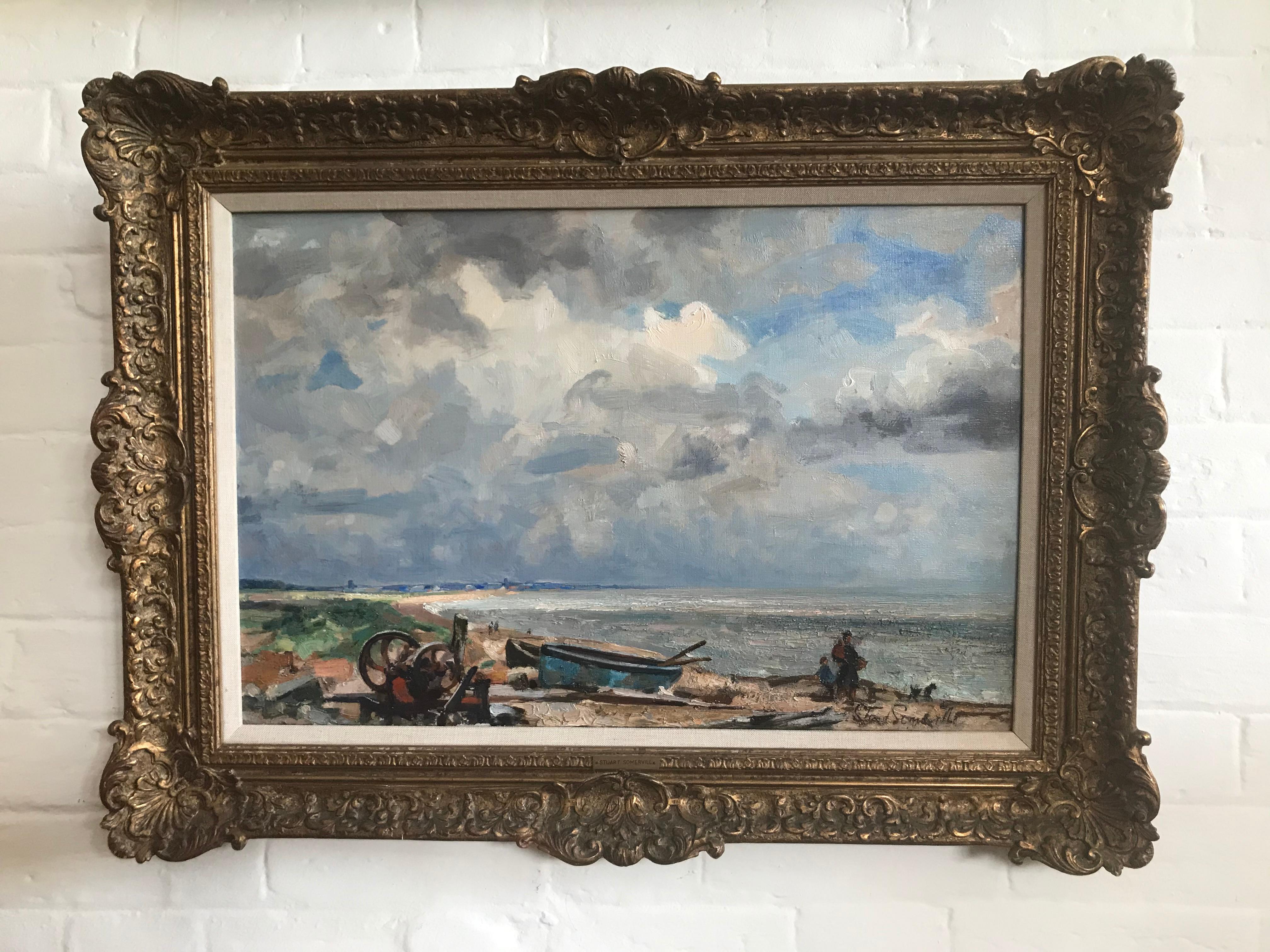 Stuart Scott Somerville, Impressionist beach scene, Dunwich - Painting by Stuart Somerville