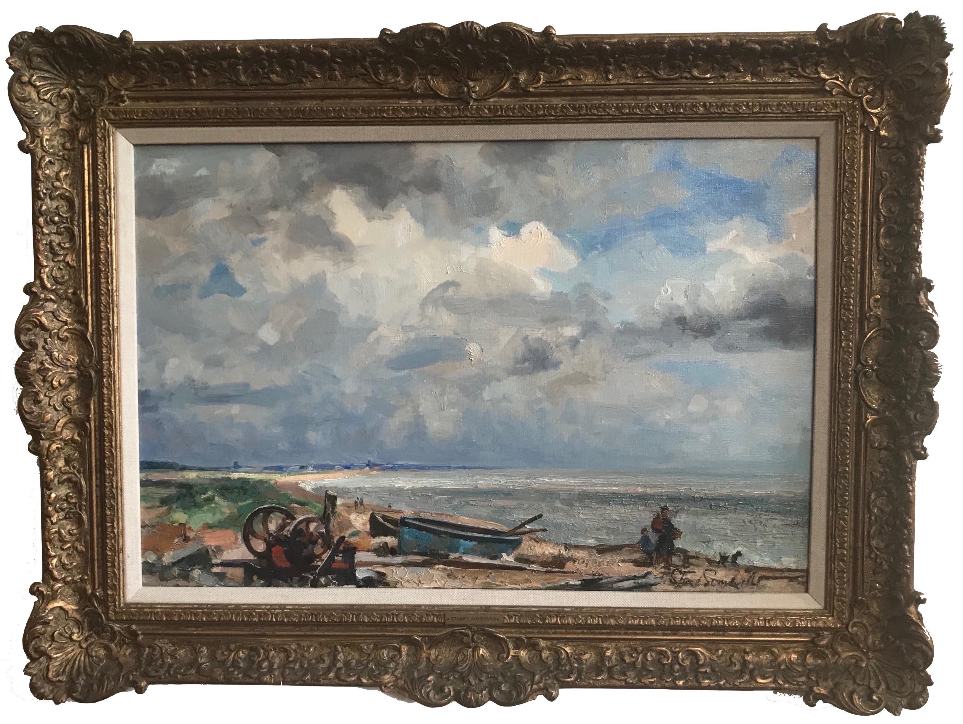 Stuart Somerville Landscape Painting - Stuart Scott Somerville, Impressionist beach scene, Dunwich