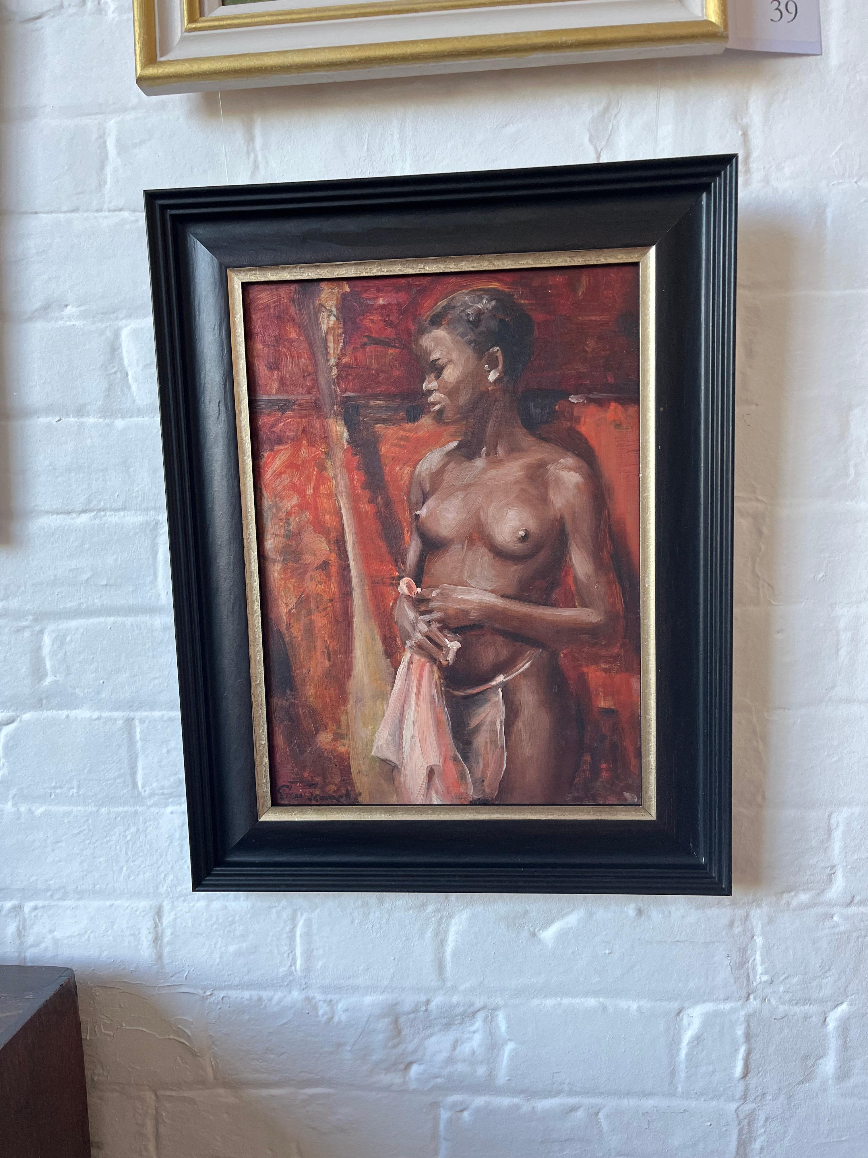 Stuart Somerville oil painting, Portrait study of a nude black woman For Sale 10