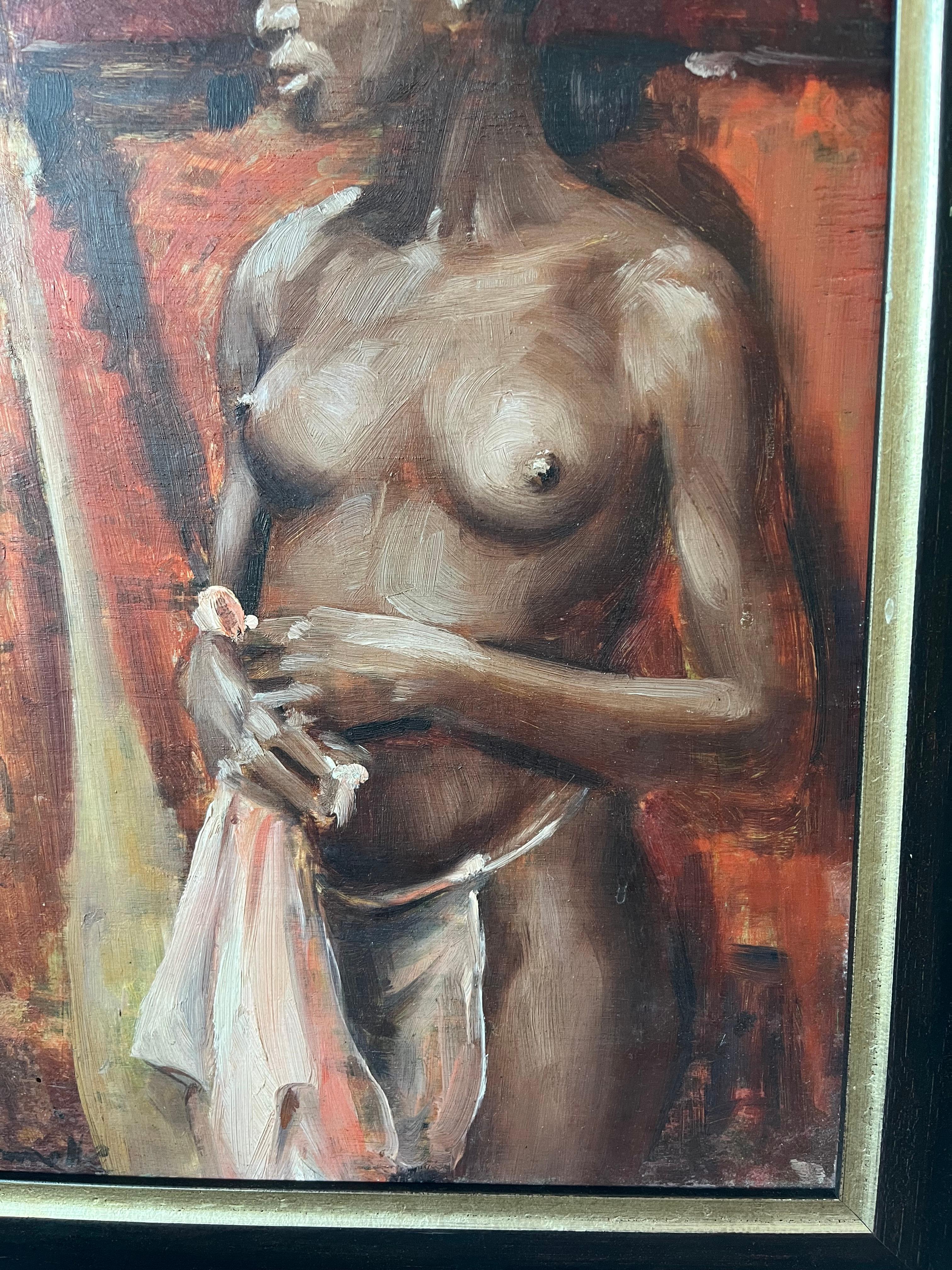 Stuart Somerville oil painting, Portrait study of a nude black woman For Sale 8