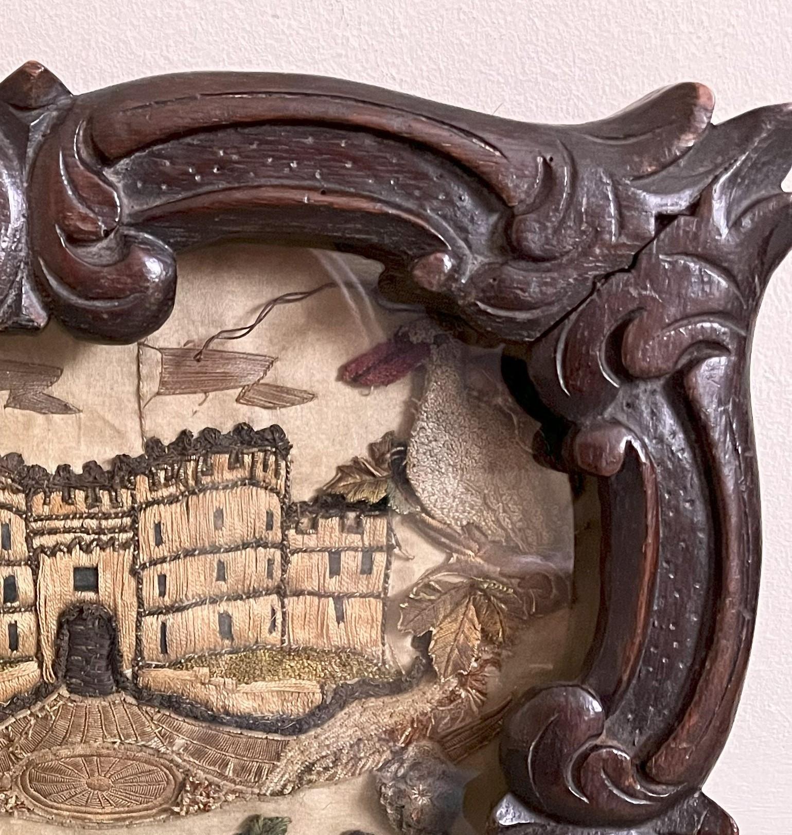 British Stuart Stumpwork panel of King Charles I and Henrietta Maria For Sale