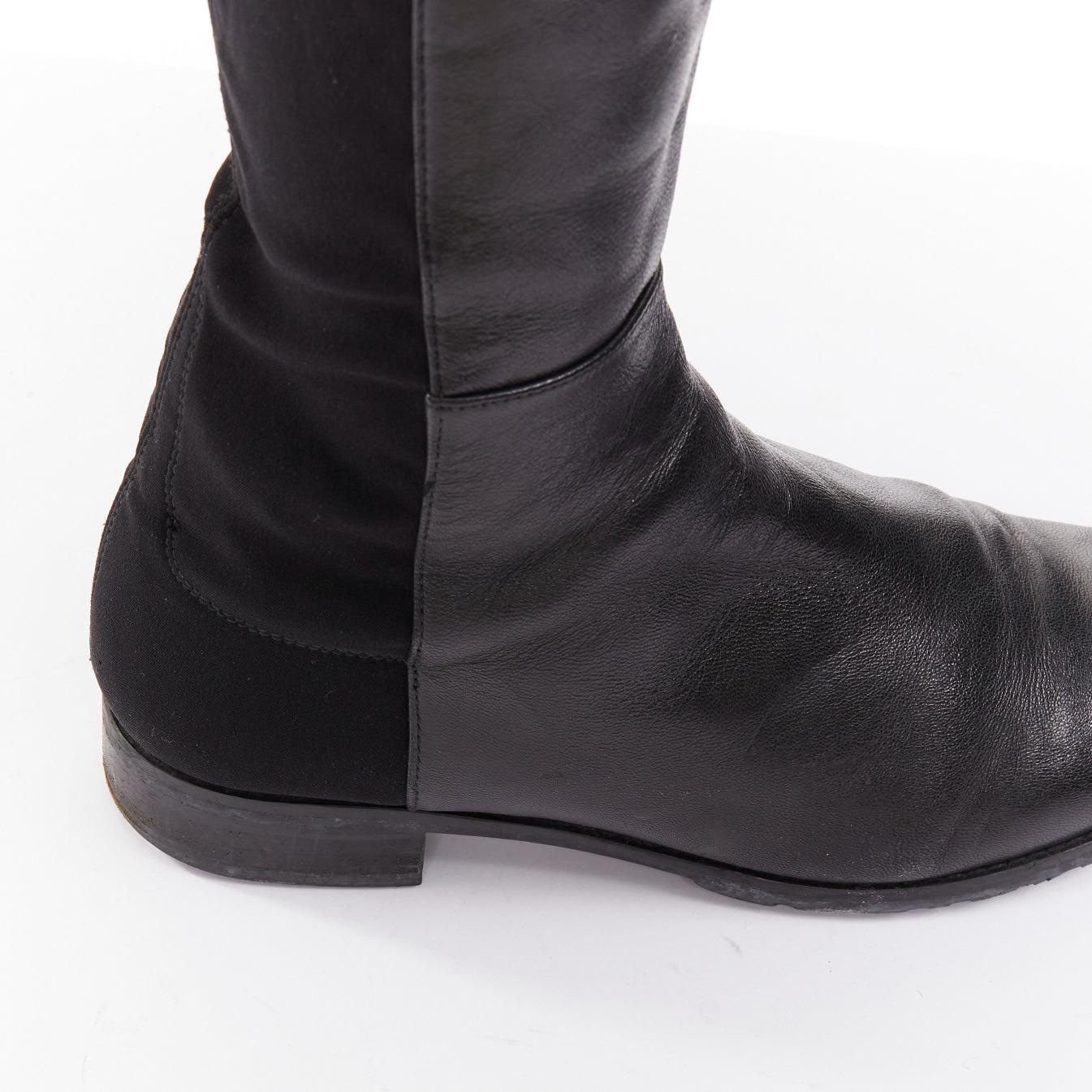 STUART WEITZMAN 5050 black leather front elastic back round toe tall boots EU38 en venta 3