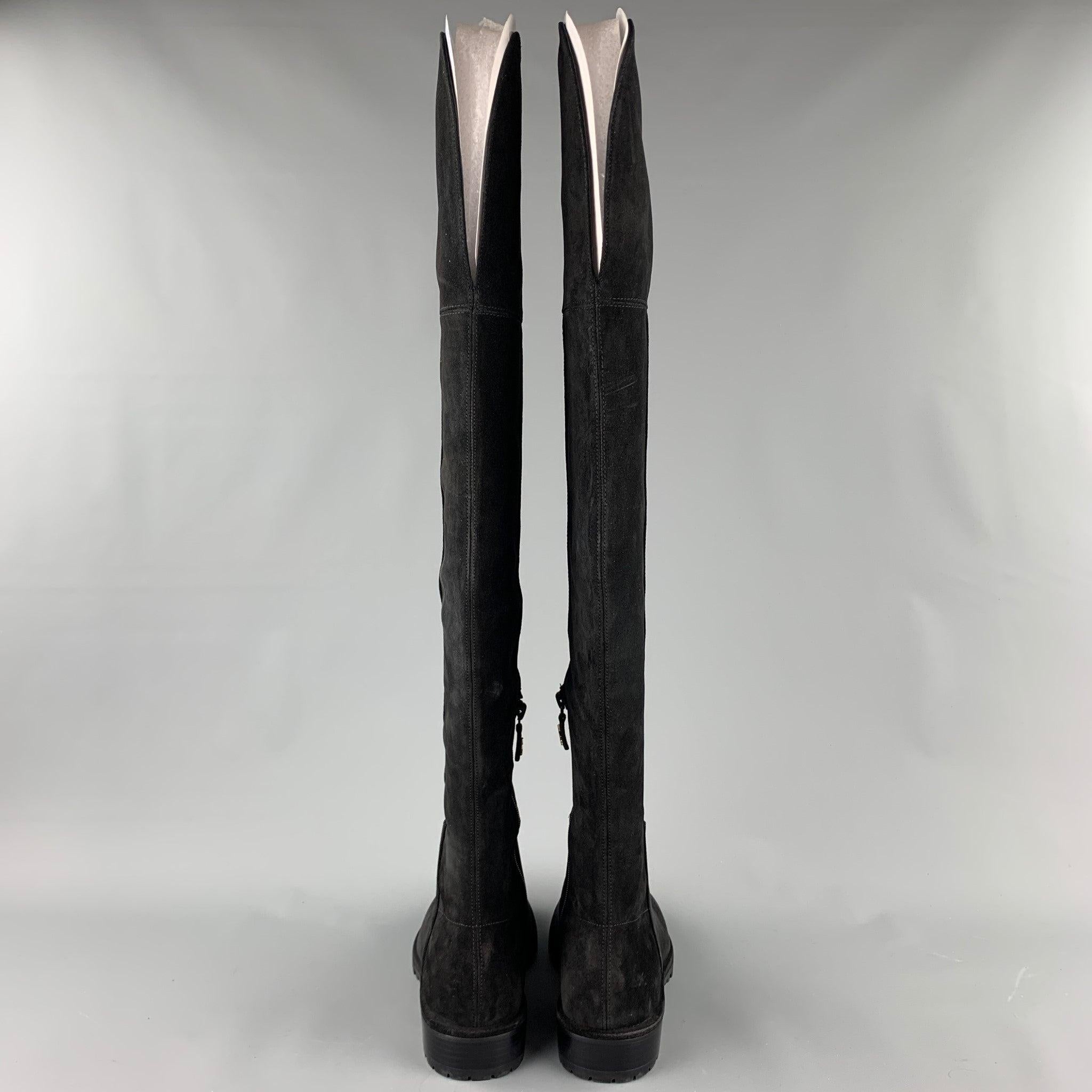 Women's STUART WEITZMAN Amber Size 10 Black Suede Boots For Sale