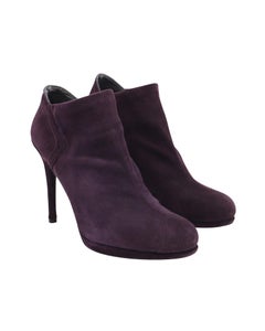 Stuart Weitzman Ankle High-Heeled Boots in Eggplant Purple Suede