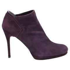 Stuart Weitzman Ankle High-Heeled Boots in Eggplant Purple Suede