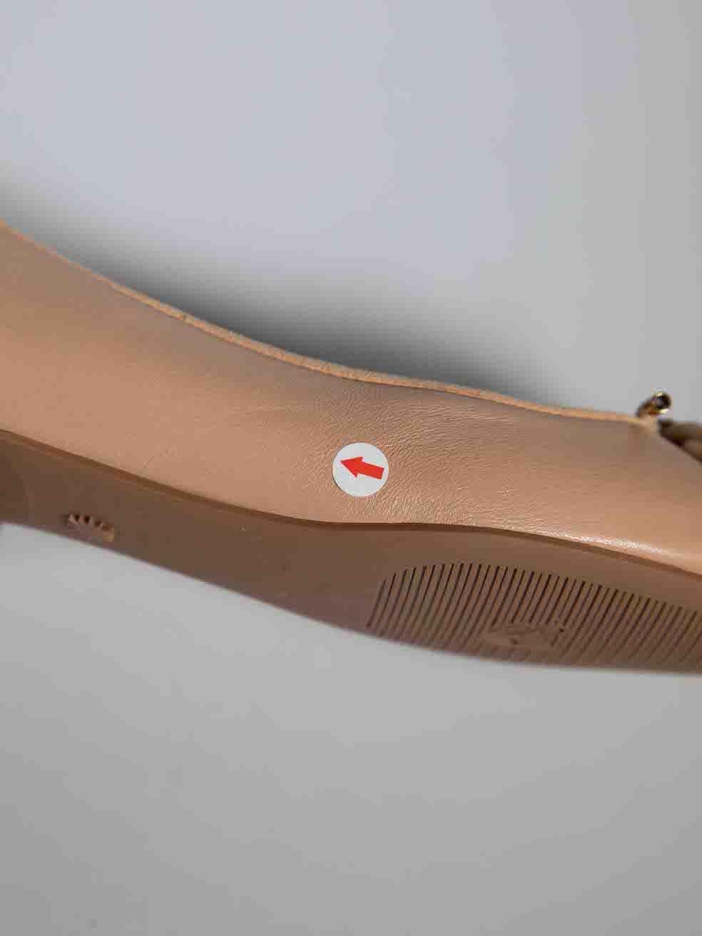 Stuart Weitzman Beige Leather Bow Front Flats Size EU 36.5 For Sale 1