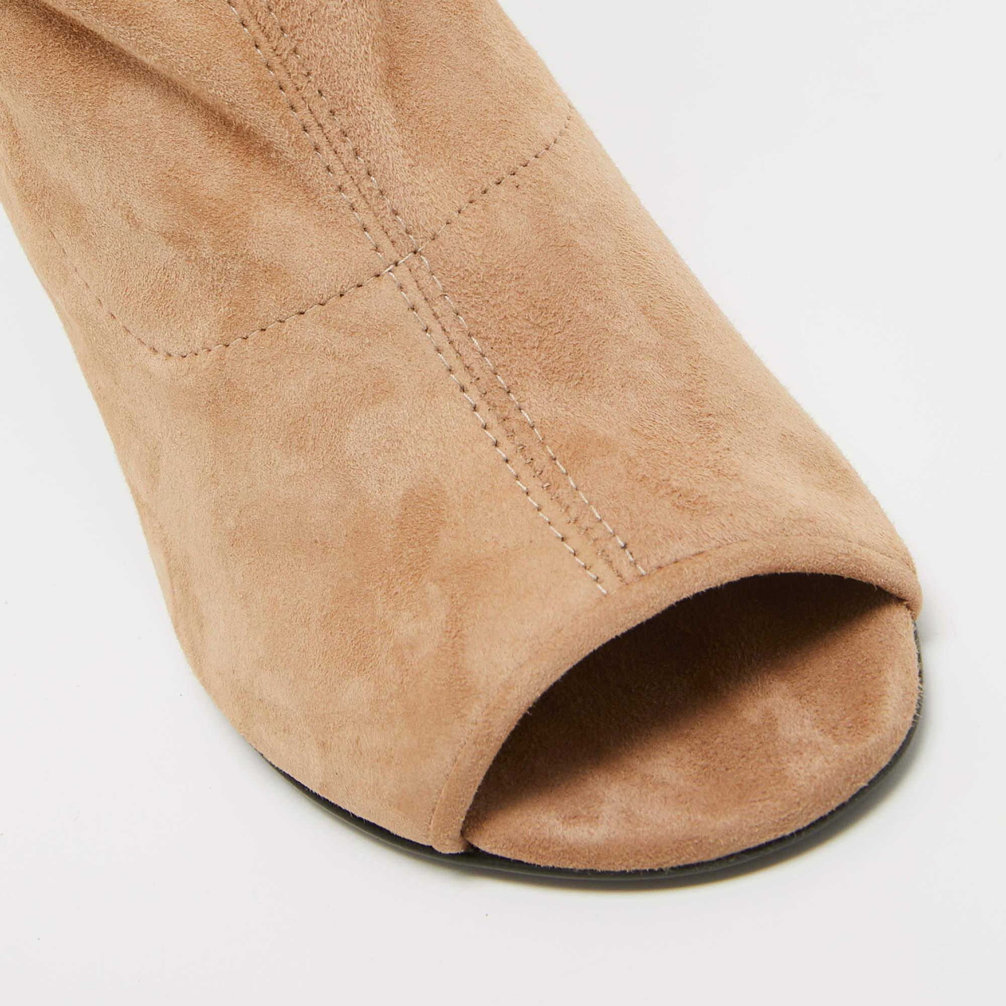 Stuart Weitzman Beige Suede Knee Length Boots 37.5 For Sale 2