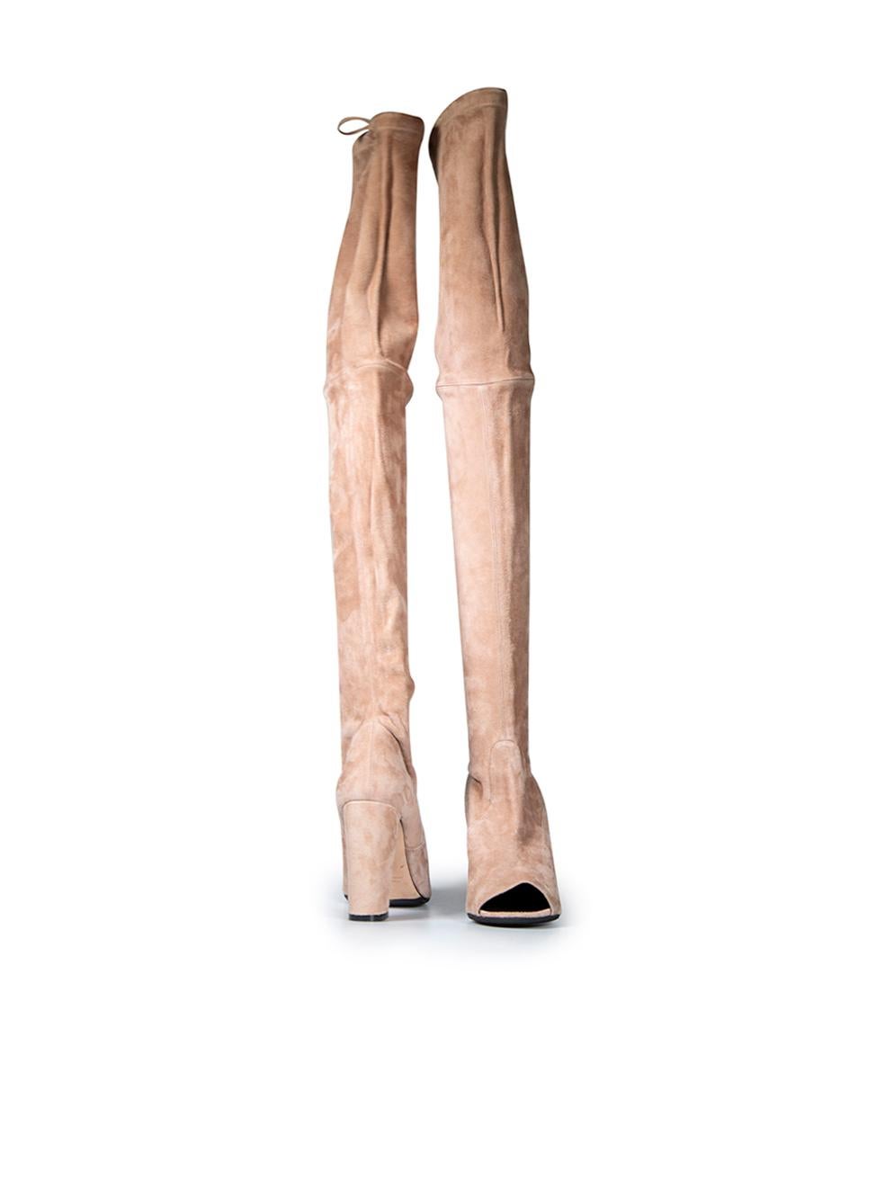 Stuart Weitzman Beige Suede Over the Knee Boots Size IT 39.5 In Good Condition For Sale In London, GB