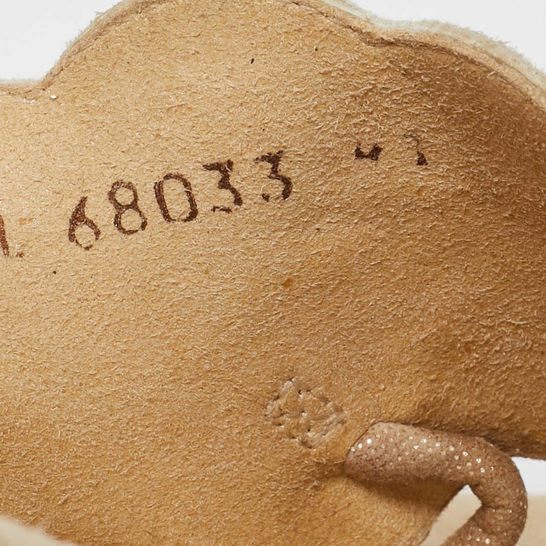 Stuart Weitzman Beige Textured Suede Studded Thong Slides Size 41 For Sale 3