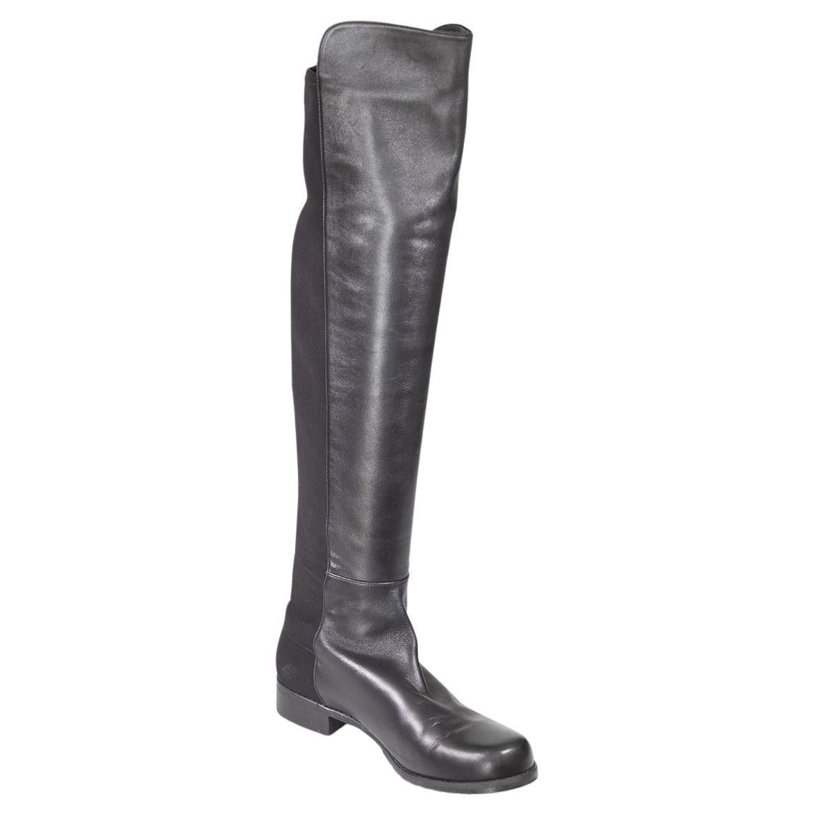 Stuart Weitzman Black 5050 Leather Boots Size EU 37.5 For Sale
