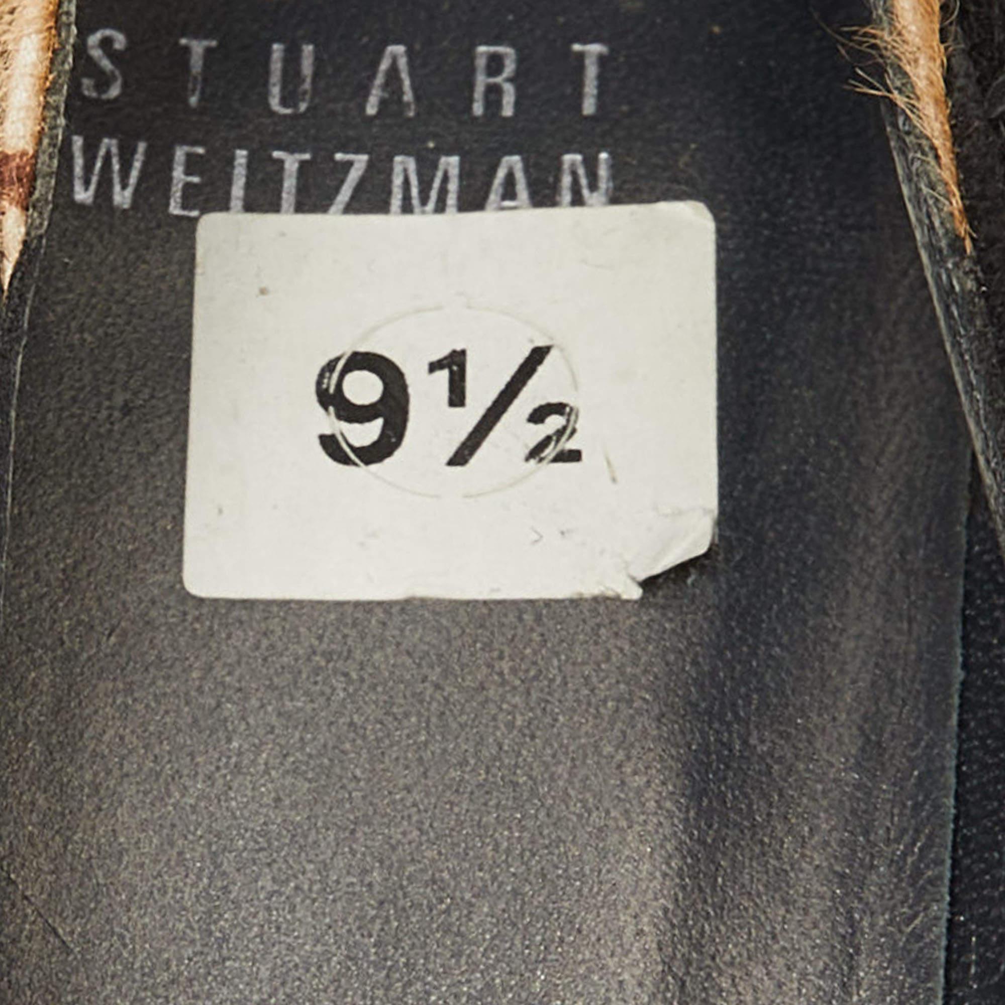 Stuart Weitzman Black/Brown Suede and Calf Hair Wedge Pumps Size 40 For Sale 4