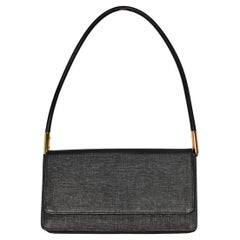 Stuart Weitzman Black Flap Structured Shoulder Bag circa 1990s