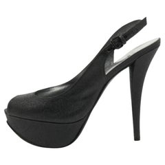 Stuart Weitzman Pumps Peep Toe Slingback in pelle e glitter nero Taglia 39