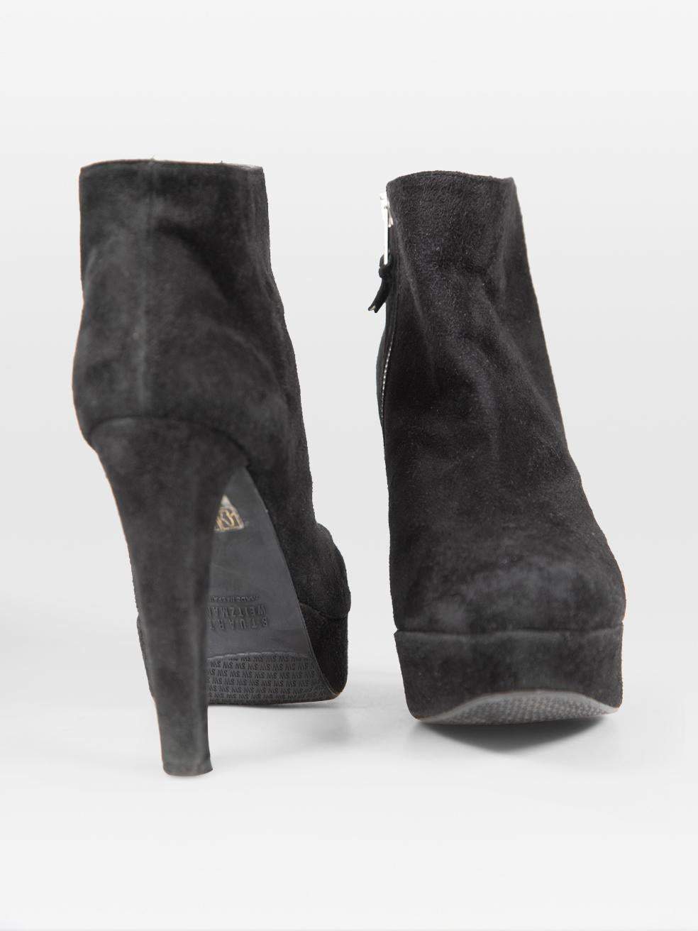 Stuart Weitzman Botines de ante con tacón negros Talla IT 37.5 Negro en venta