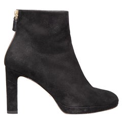 Used Stuart Weitzman Black Heeled Suede Boots Size IT 36.5