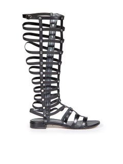 Stuart Weitzman Black Knee High Gladiator Sandals Size IT 37