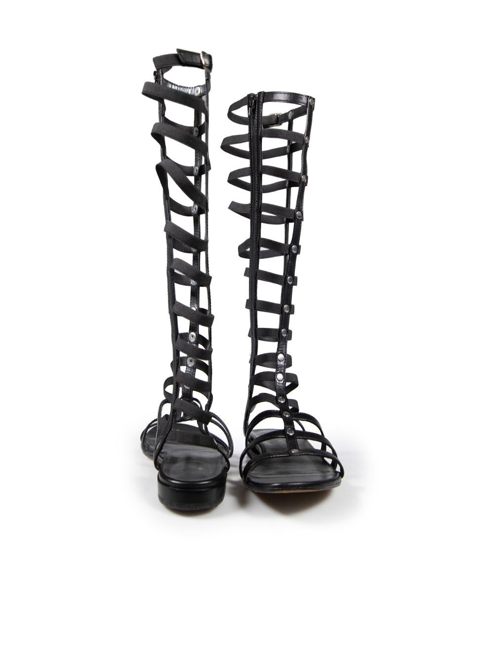 Nero Stuart Weitzman - Sandali gladiatori alti fino al ginocchio neri Taglia IT 37 in vendita