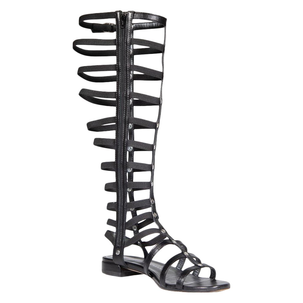 Stuart Weitzman Sandalias gladiadoras negras hasta la rodilla Talla IT 37