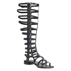 Stuart Weitzman Black Knee High Gladiator Sandals Size IT 37