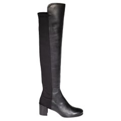Used Stuart Weitzman Black Leather 5050 Over Knee Boots Size EU 37