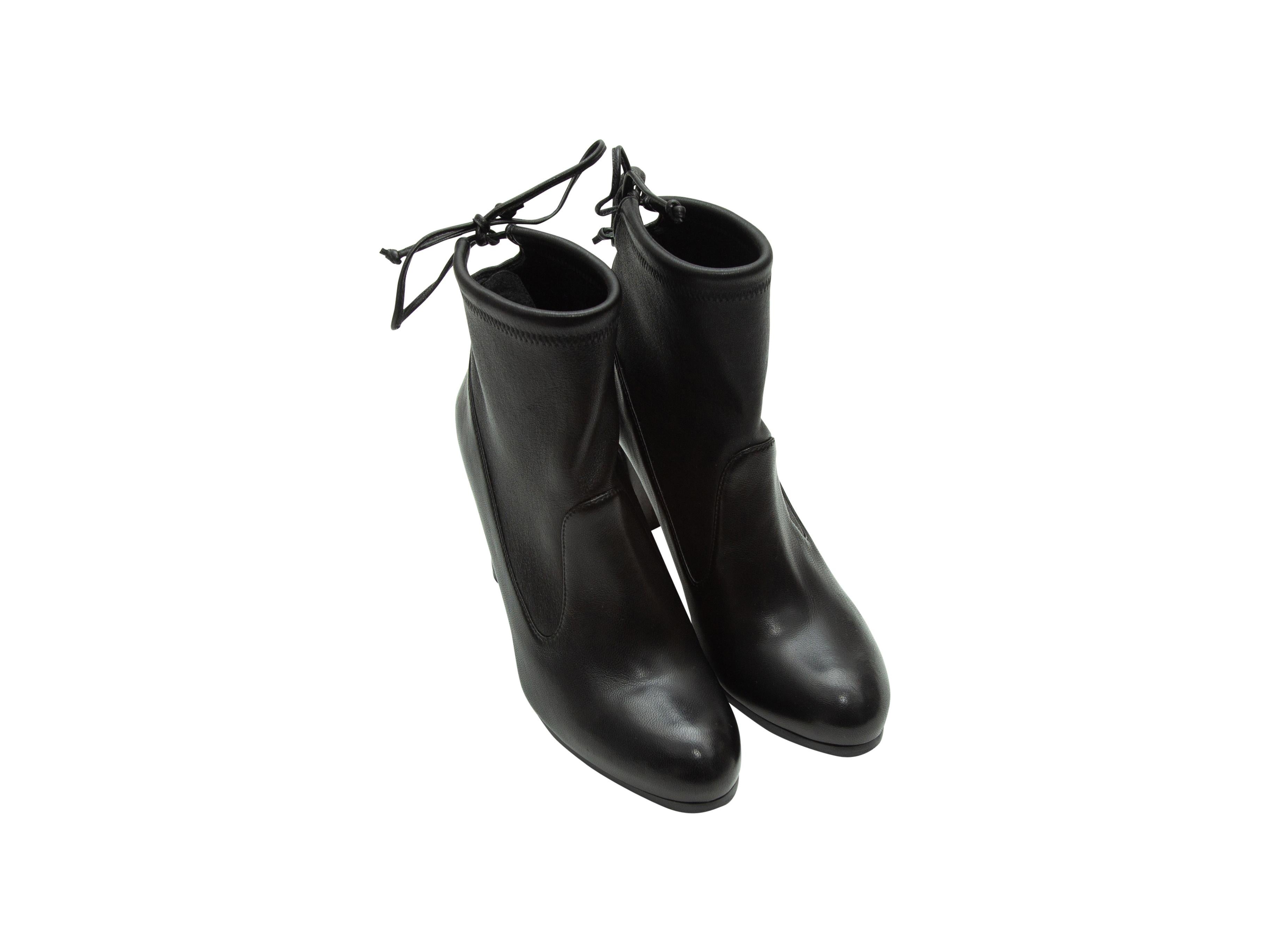Stuart Weitzman Black Leather Ankle Boots In Good Condition In New York, NY