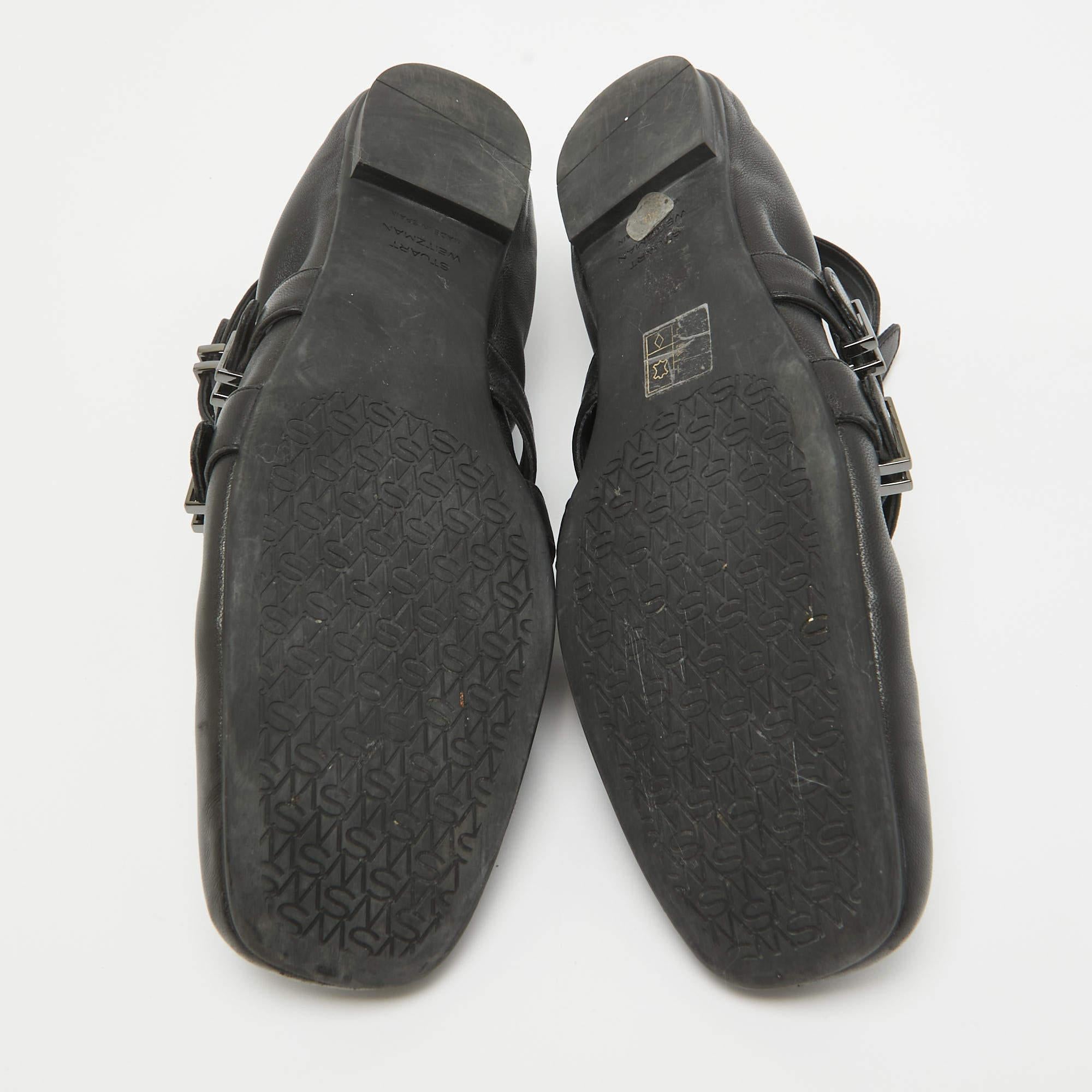 Stuart Weitzman Schwarze Ballettschuhe aus Leder mit Bolshoi-Schnalle und Schnalle Detail Größe 40 im Angebot 2
