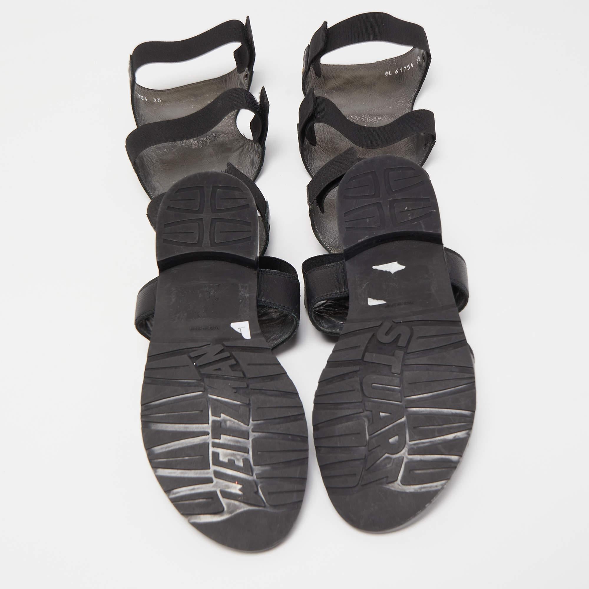 Stuart Weitzman Black Leather Gladiator Backview Sandals Size 35 For Sale 3