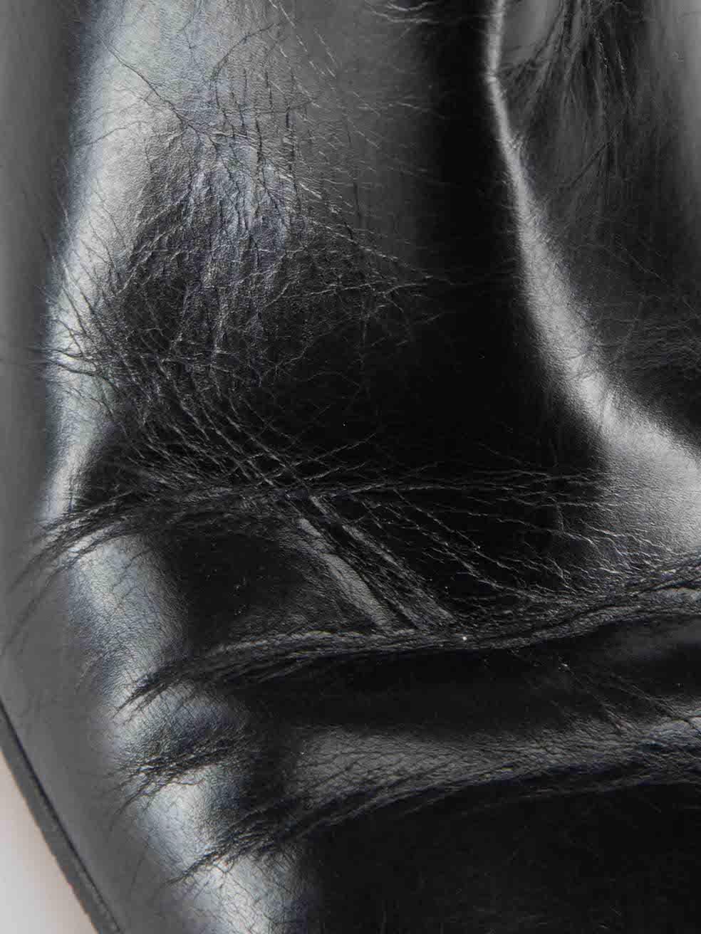 De las mujeres Stuart Weitzman Black Leather High Heeled Boots Size US 6 en venta