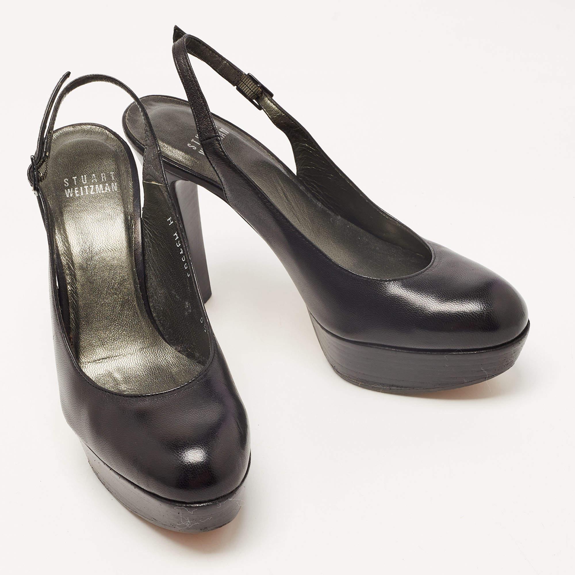 Stuart Weitzman - Escarpins à plateforme en cuir noir - Taille 36 Bon état - En vente à Dubai, Al Qouz 2