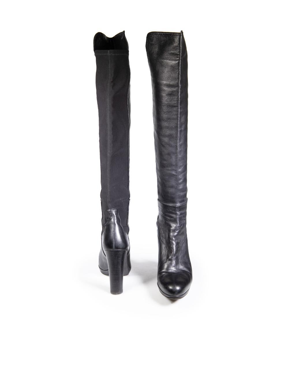 Noir Stuart Weitzman Bottes à talons en cuir noir et stretch Taille US 8.5 en vente