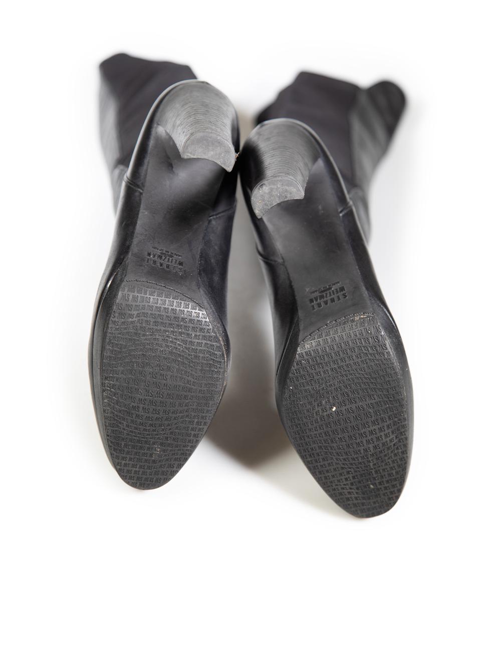 Stuart Weitzman Bottes à talons en cuir noir et stretch Taille US 8.5 Excellent état - En vente à London, GB