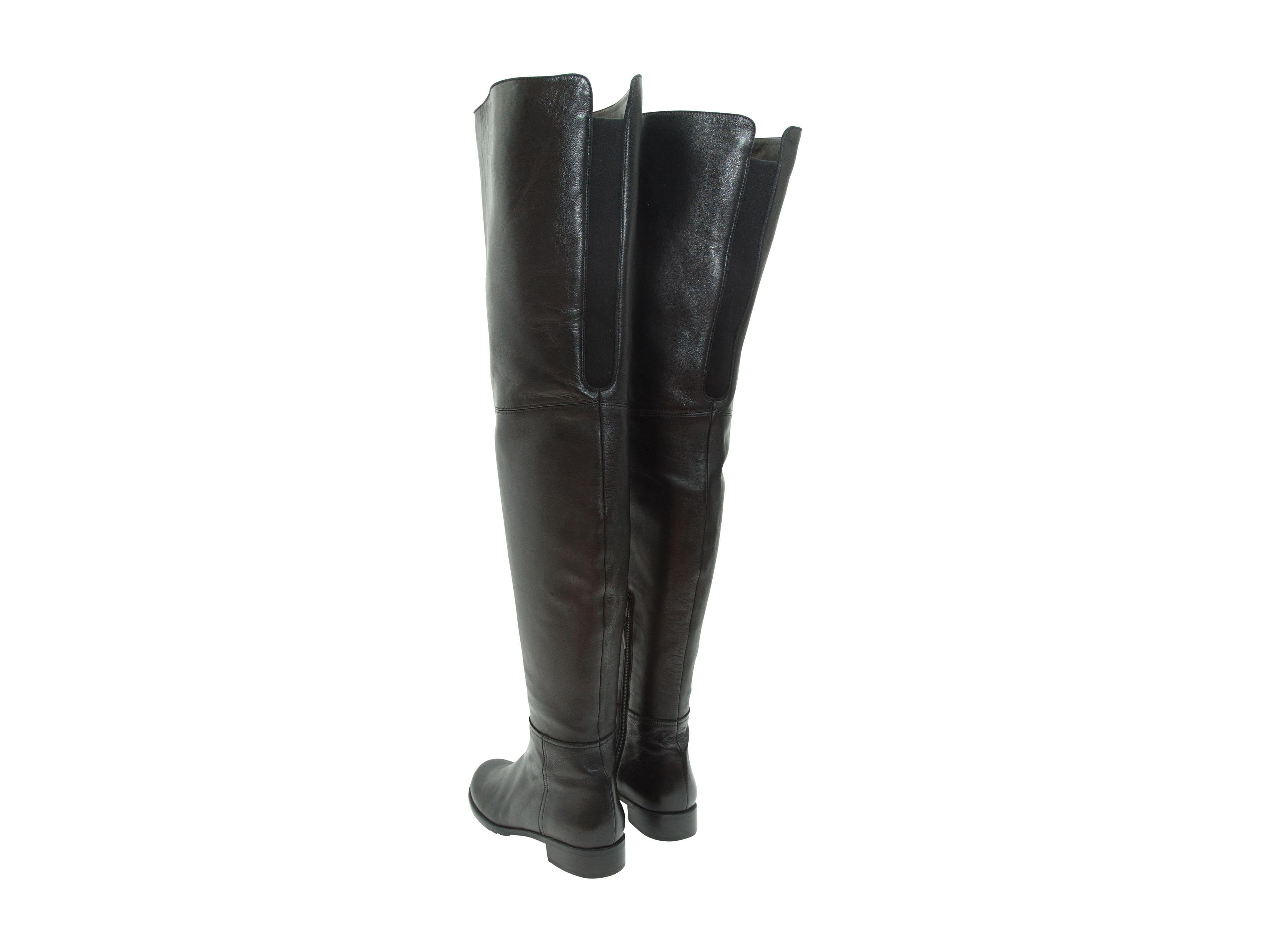 Stuart Weitzman Black Leather Thigh-High Boots In Good Condition In New York, NY